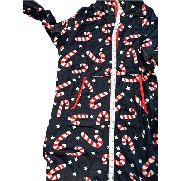 Unisex Adult Candy Cane Christmas Onesie Hoodie Pajamas Sz Small Fleece NWOT - Picture 9 of 9